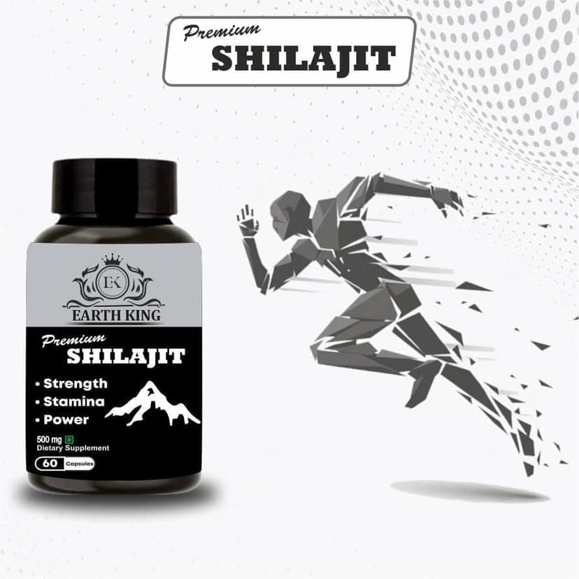 EARTH KING Premium Shilajit/Shilajeet Extract Capsule for Men & Women - 500mg 60 Capsules (Pack of 1) view 2