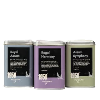 1950 Origins Premium Assam & Darjeeling Black Tea Combo Pack of 3 Tin Caddies (3 x 150g) | Symphony, Royal Assam & Regal Harmony | 100% Natural Long Leaf Loose Tea | Rich, Strong & Fresh Flavor