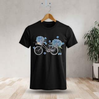 Trishoolin Blooming Bicycle Floral Theme T-Shirt | Design 30198MB | Cotton Regular Fit | Crew Neck / Round Neck Half Sleeve | Pack of 1