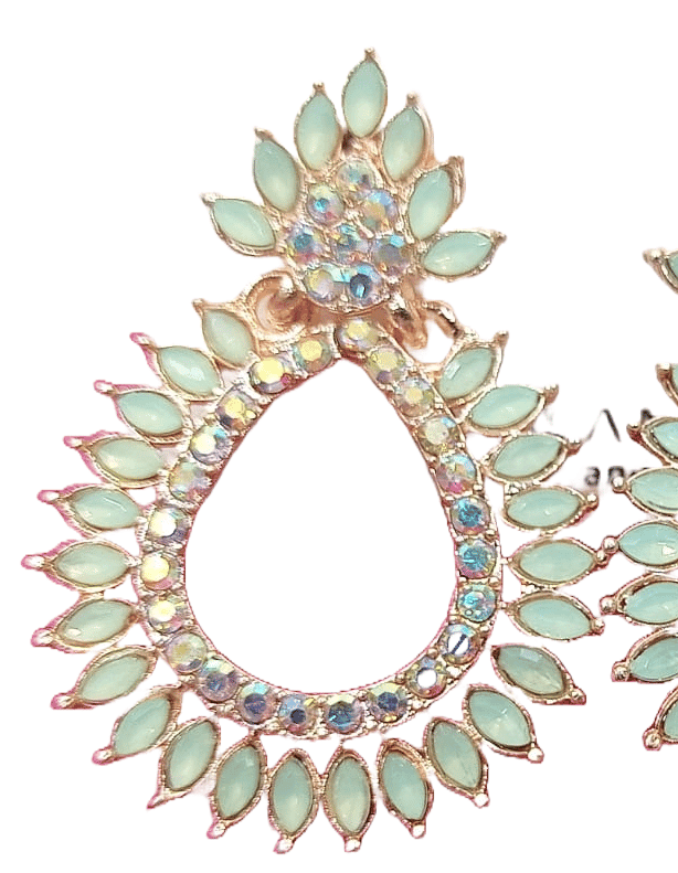 Mint Green Rhinestone Chandelier Earrings view 2