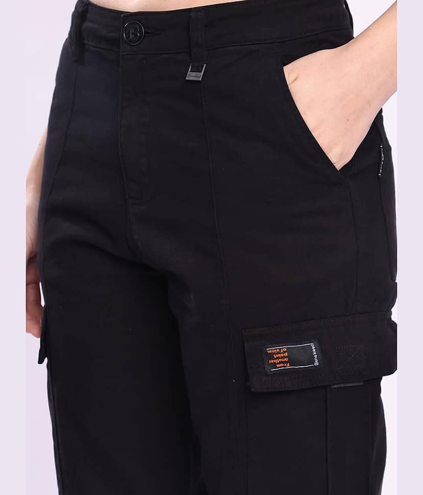 Bene Kleed Women Cotton Casual Trousers ( Black ) view 4