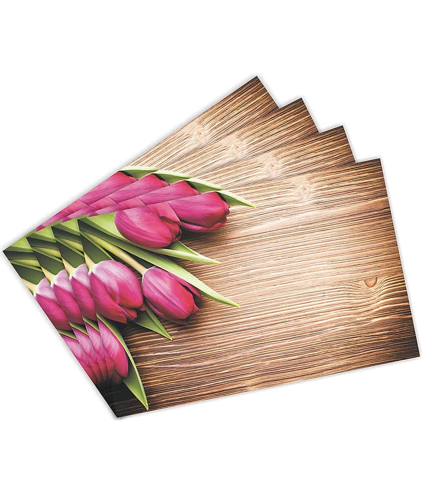 PVC Printed Rectangular Fridge Mats 29x44 cms ( Pack of 4 ) Brown view 2