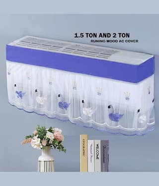Sahaj Creation Single Poly-Cotton Blue AC Cover for 1.5 Ton Split AC