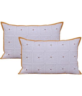 MAHALUXMI COLLECTION Pack of 2 White Pillow Cover
