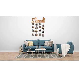 Khush Its Amazing Home Decor Wood Orange Moments Picture Photo Frame for Wall Decor Photos Artworks Prints Multi Pictures Organizer & Hanging Display Frames with Wood Clips (Orange)