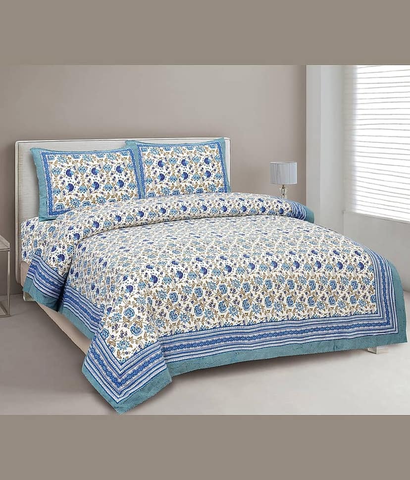 CLOTHORO Cotton 1 Double King Bedsheet with 2 Pillow Covers ( Multicolor )
