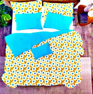 Omkar by R3 Inc. Cotton Blend 250 TC Printed Multicolor Double Bedsheet with 2 Pillow Covers – 90 X 100 Inches (7.5 x 8.3 Feet) (Multicolor Blue Floral)