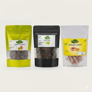 Digestive Candy Combo Pack - Amla Candy, Dry Amla & Ginger Candy (3 x 50g) - 150 gm - 30 units total