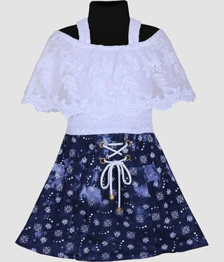 9stiches - White Denim Girls Frock ( Pack of 1 )