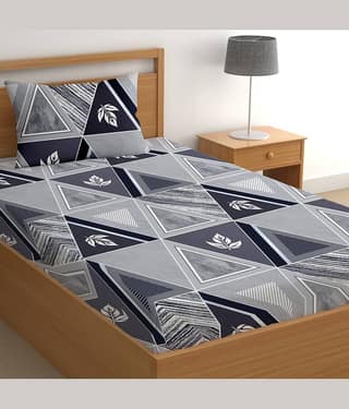 CG HOMES Poly Cotton 1 Single Bedsheet with 1 Pillow Cover ( Gray )