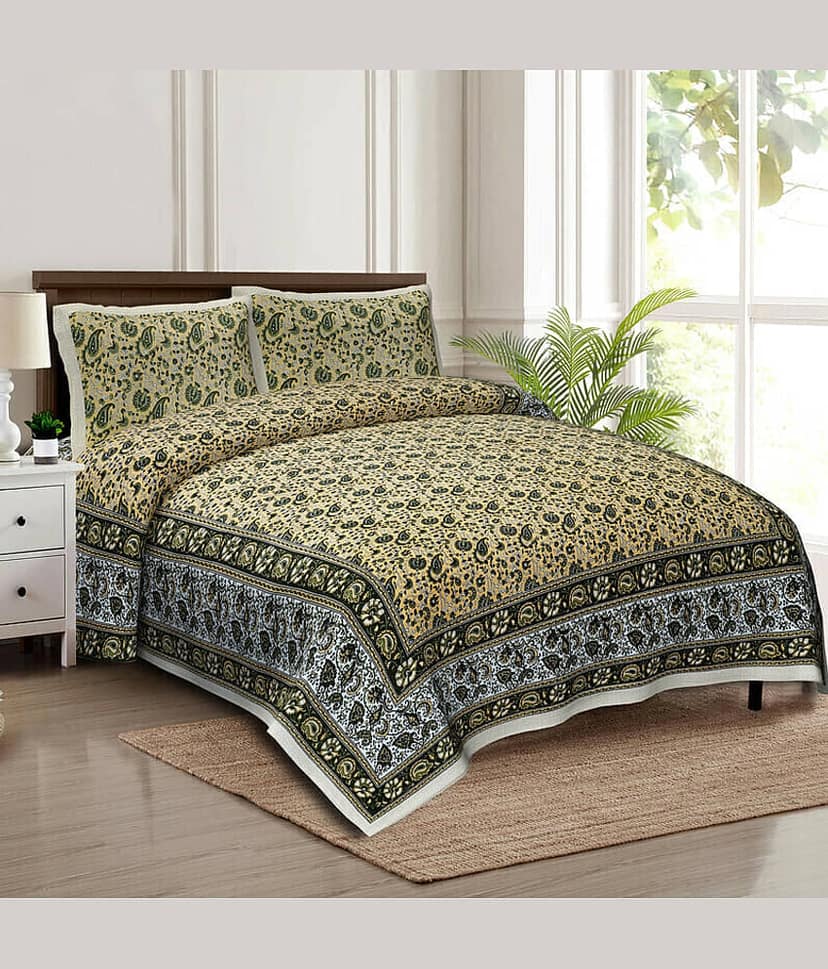 CLOTHORO Cotton 1 Double King Bedsheet with 2 Pillow Covers ( Multicolor )