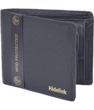 Hidelink 100% Leather Solid Men's Regular Wallet With 7 Slots For Card ( Black , Pack of 1 )