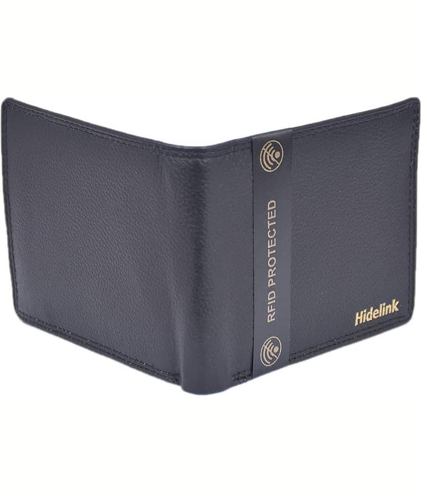 Hidelink 100% Leather Solid Men's Regular Wallet With 7 Slots For Card ( Black , Pack of 1 ) view 2