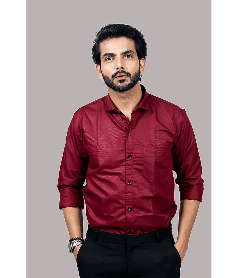 HARPITA Cotton Blend Regular Fit Full Sleeves Men's Formal Shirt - Maroon ( Pack of 1 )