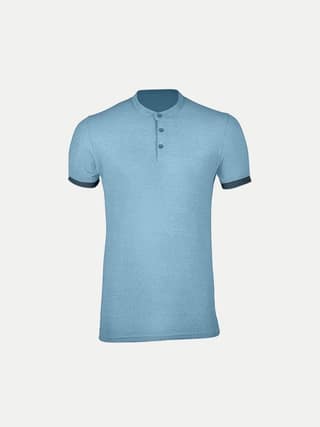 Men Solid Tees Henley Neck- Sky Blue Colour