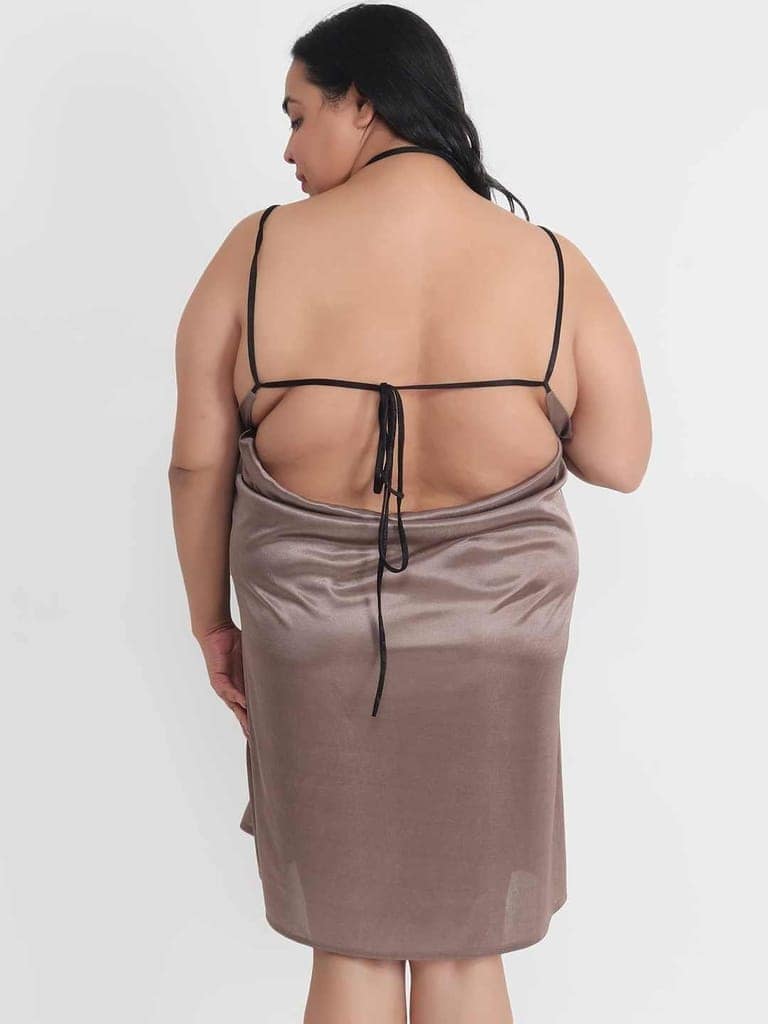 Plus Size Sexy Solid Satin Babydoll and Bikini Dress Dress for Honeymoon BB37Bm view 5