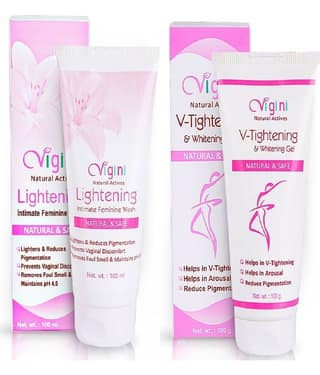 Vigini 100% Natural Actives Whitening &V Tightening Gel Intimate Cleansing Liquid 200 mL Pack of 2