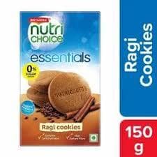 Britannia Nutrichoice Essentials Ragi Cookies - No Added Sugar & Diabetic Friendly, High Dietary Fibre, 150 G