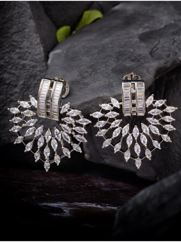 White Rhodium plated AD Heart studded handcrafted Heart shaped Earring for Women and Girls