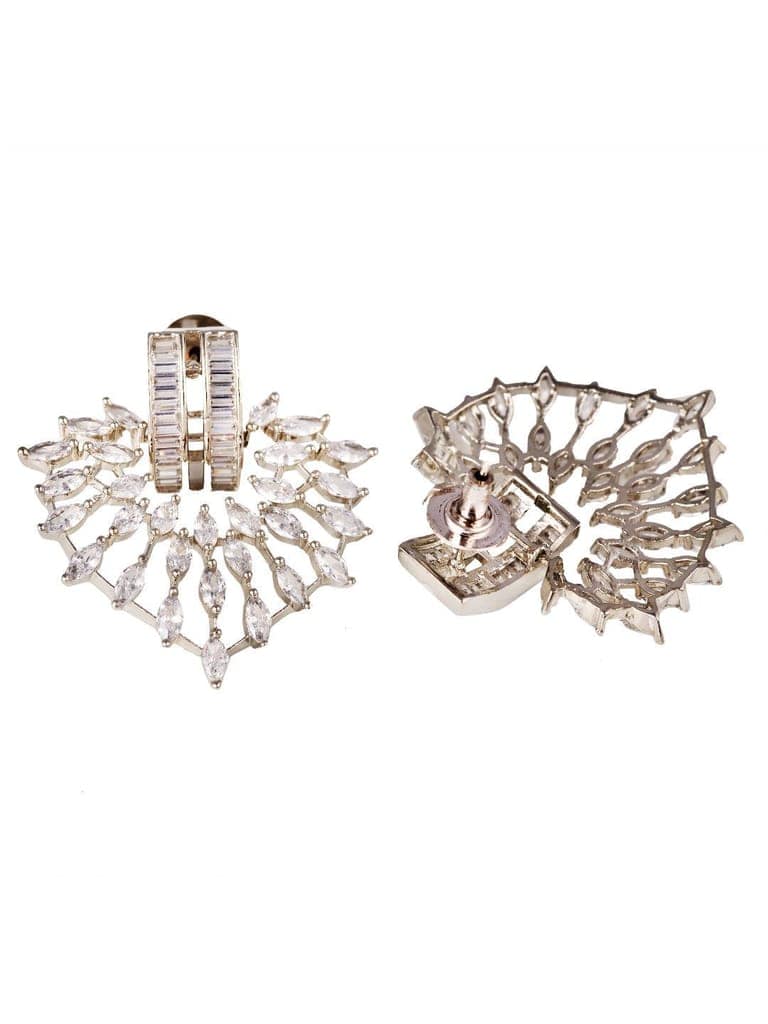 White Rhodium plated AD Heart studded handcrafted Heart shaped Earring for Women and Girls view 5