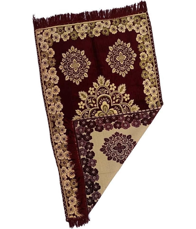ADIRNY Maroon Single Cotton Prayer Mat ( 135 X 85 cm ) view 2