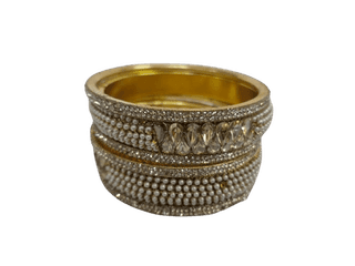 Exquisite Pearl and Rhinestone Bangle Set