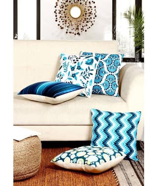 BELLA TRUE Set of 5 Cushion Covers Abstract Themed ( 40 x 40 )
