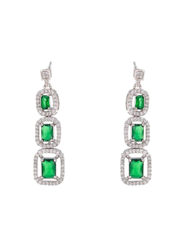 Silver Plated Green Zircon Studded Double 2 Lined Bridal Luxe Jewellery set view 7