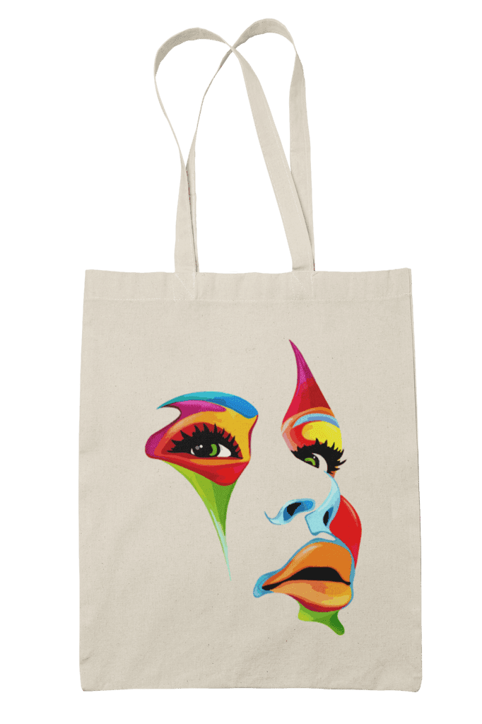 Prakrut India Canvas Tote Bag with Zipper & Inner Pocket, Pop Art Abstract Print