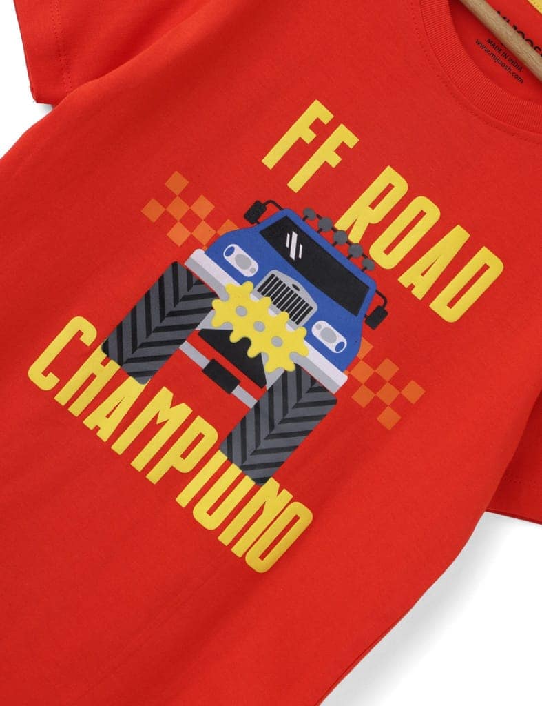 Boys T-Shirt Fiery Red / Blue Coral, Soft Cotton, Ages 7-14 (2pcs pack) view 3