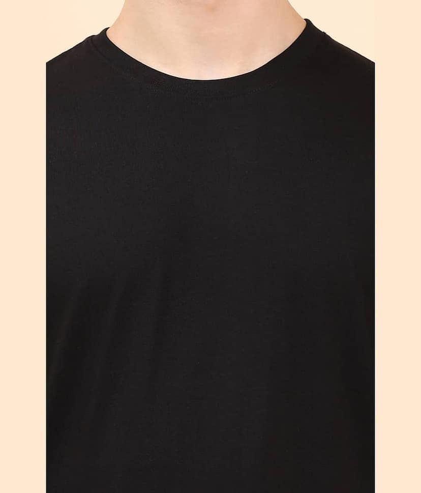ENCIGER Men 100% Cotton Regular Fit Solid T-Shirt ( black ) view 2