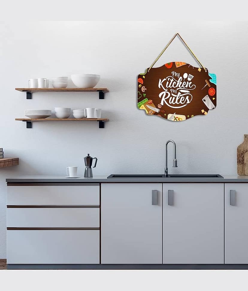 Positive Vibe Lifestyle Wood Kitchen decor wall hanging Wall Sculpture Brown - Pack of 1 view 2