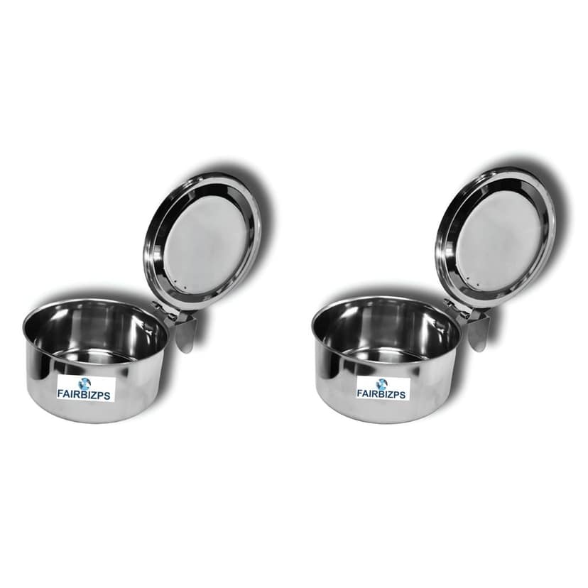 FAIRBIZPS Stainless Steel Spitting Mug, Spitting Mug for Old Age, Spit Bowl, Leakproof Spittoon Mug with Lid, Cough Spitting Box (300ml) Pack of 2, Silver