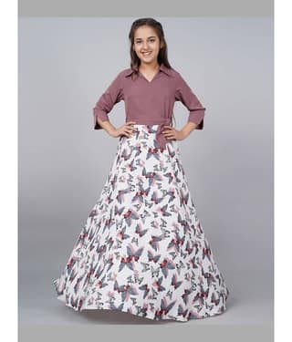 Aarya Designer Crepe Fit And Flare Dress For Girls ( Pack of 1 , Red )