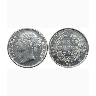 One Rupees 1840 Eic - Victoria Queen Rare Silver Plated - Collectible