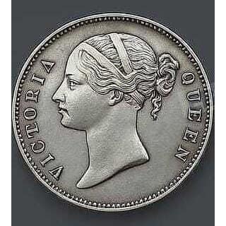 One Rupees 1840 Eic - Victoria Queen Rare Silver Plated - Collectible view 2