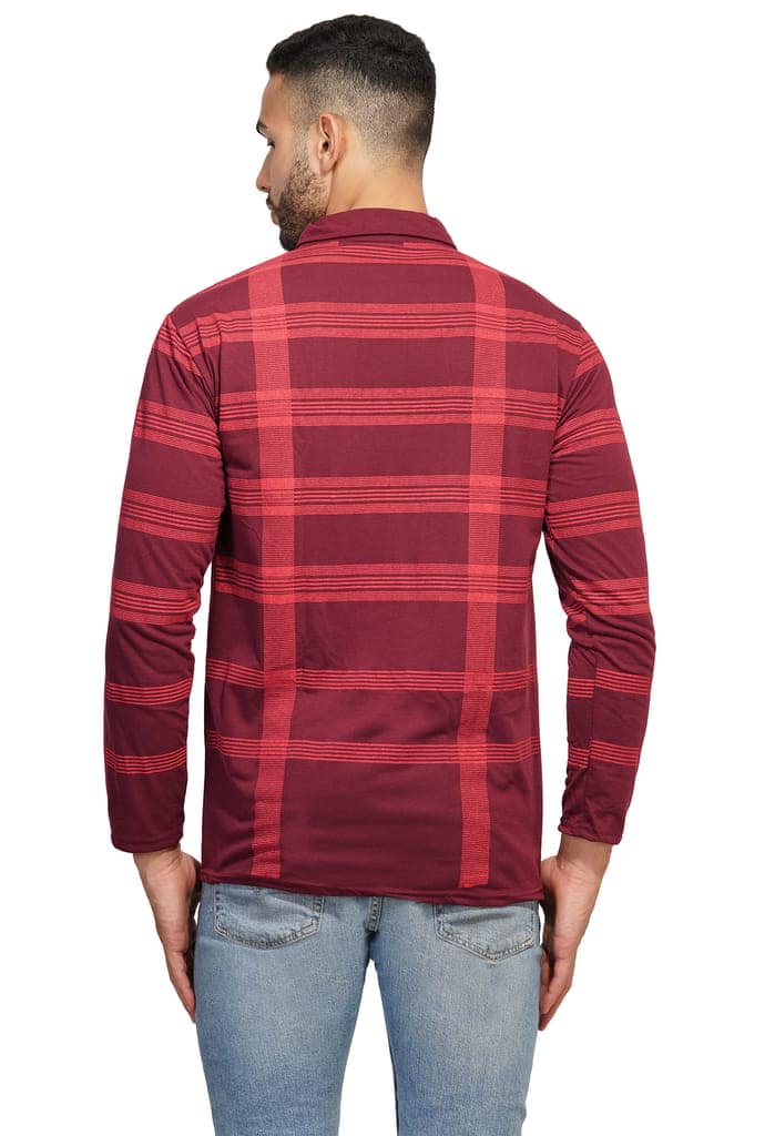 BASONTI Polo Neck Checked Maroon Mens T-shirt view 3