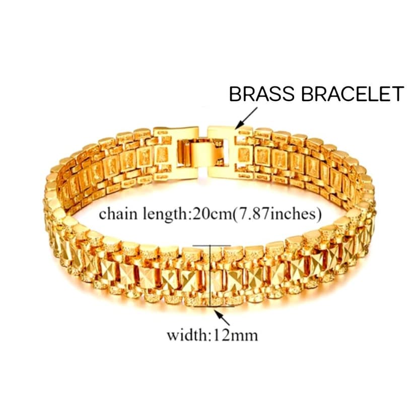 Brass Golden Stylish Three Shades Bracelet 20 cm long for men & Boys (Pack of 1) view 3