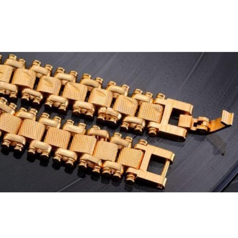 Brass Golden Stylish Three Shades Bracelet 20 cm long for men & Boys (Pack of 1) view 4