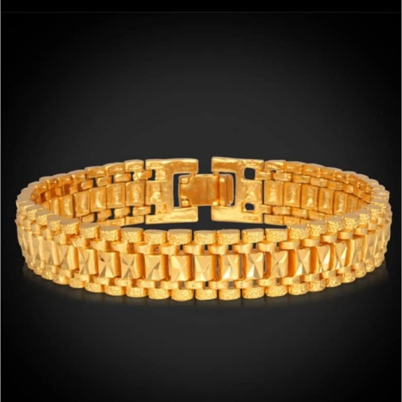 Brass Golden Stylish Three Shades Bracelet 20 cm long for men & Boys (Pack of 1) view 5