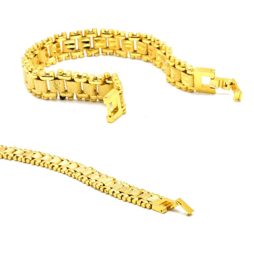 Brass Golden Stylish Three Shades Bracelet 20 cm long for men & Boys (Pack of 1) view 7