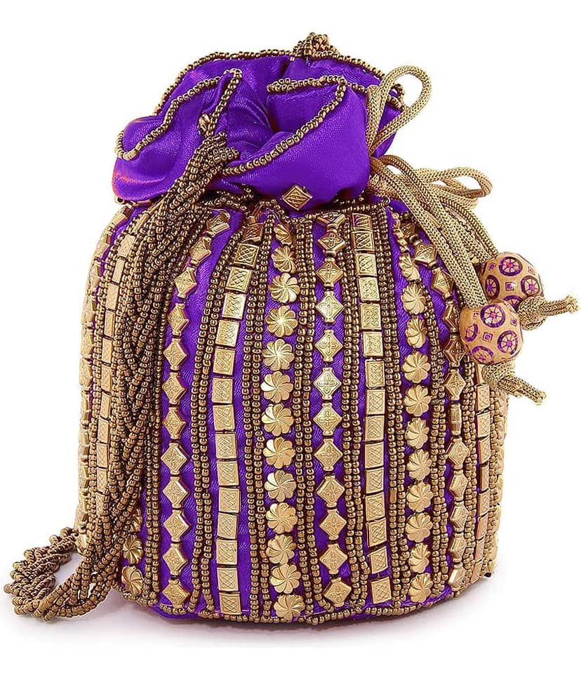 Bulbul Purple Satin Potli