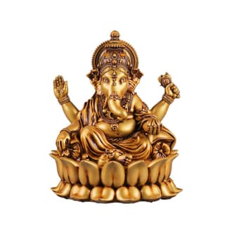 Artarium Lord Ganesha Idol Beautifully Handcrafted Ganpati Ji Murti Gajanan Statue Shri Ganesh with Lotus Ganpati Bappa for Car Dashboard Pooja Room Temple Home Decor Gift Item (Lotus Ganesha 4 inch)