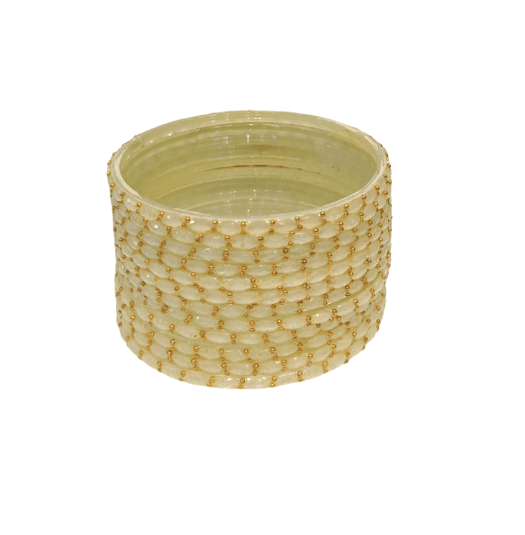 Elegant Light Yellow Beaded Stackable Bangles for Women