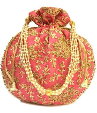 Bulbul Pink Silk Potli