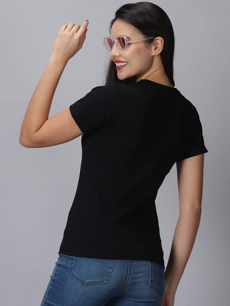 Cotton Black Graphic Casual T-Shirt view 3