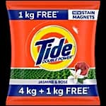Tide Detergent Washing Powder - Jasmine & Rose, Extra Power, Tide, 5 Kg (4 Kg Pack + 1 Kg Pack Free)