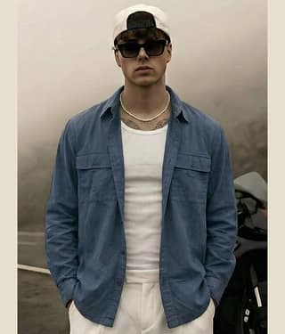 Highlander 100% Cotton Oversized Fit Solids Full Sleeves Men's Casual Shirt - Blue ( Pack of 1 )