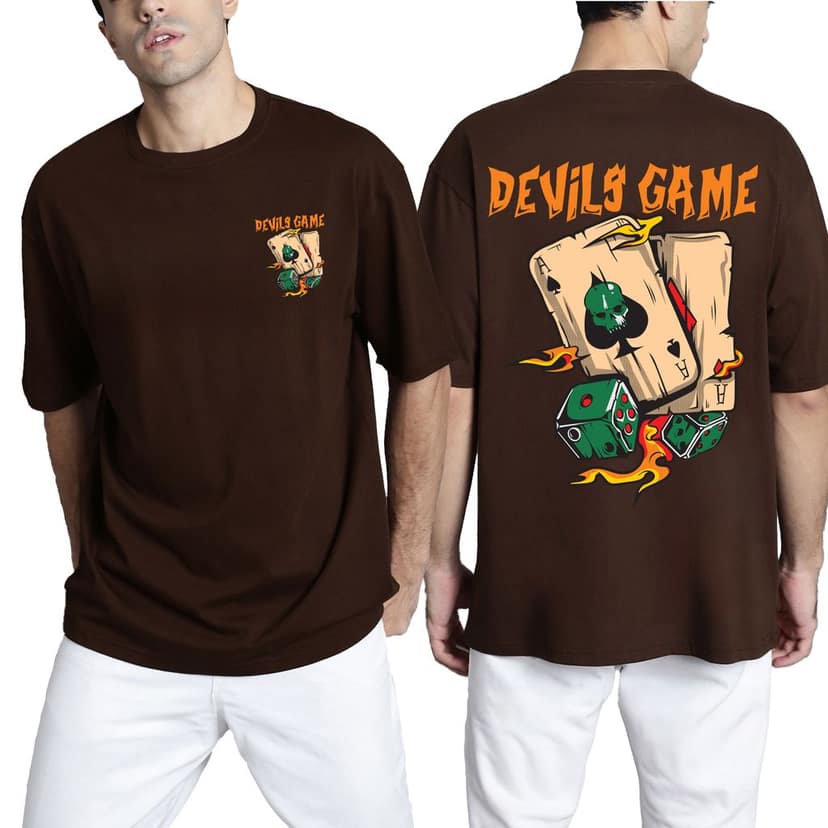 SCOTT FINCHER Men's brown t-shirt with a graphic of a skull and crossbones on the back. The shirt is made of 100% cotton and is machine washable : AA(ARN)BROWN_139 view 3