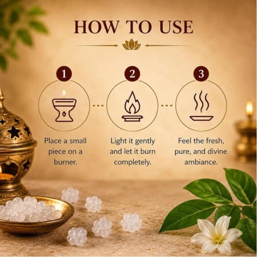 Bhimseni Camphor Kapoor - 100% Pure Organic Camphor for Pooja Hawan Meditation Aromatherapy & Home Fragrance view 5
